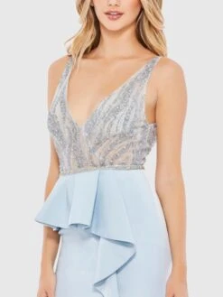 Embellished Illusion Sleeveless Peplum Gown -Fashion Dress Shop 073 11203M PowderBlue CL