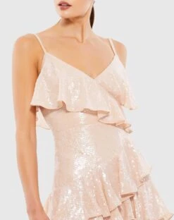 Sequined Ruffle Tiered Faux Wrap Mini Dress 11 Sequined Ruffle Tiered Faux Wrap Mini Dress -Fashion Dress Shop 10569 Rose CL scaled