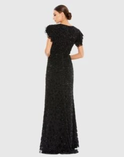 High Neck Flutter Cap Sleeve Gown -Fashion Dress Shop 10748 BLK 2 WS scaled