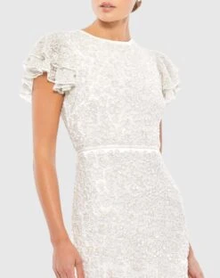 High Neck Flutter Cap Sleeve Gown -Fashion Dress Shop 10748 WHT 3 WS scaled