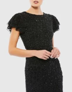 FLOUNCE SLEEVE MIDI DRESS 17 FLOUNCE SLEEVE MIDI DRESS -Fashion Dress Shop 10771 BLK 3 WS scaled