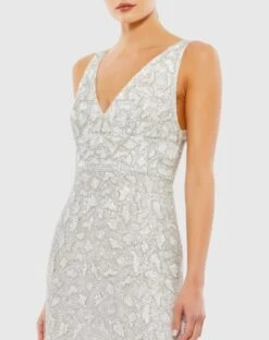 Hand Embellished Sleeveless Beaded Gown With Sweeping Train -Fashion Dress Shop 10814 White CL scaled