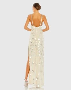 Crystal Embellished Cascade Open Back Column Gown -Fashion Dress Shop 10878 Porcelain BK scaled