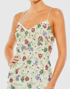 Embellished Spaghetti Strap Lace Up Gown -Fashion Dress Shop 10890 AquaMulti CL