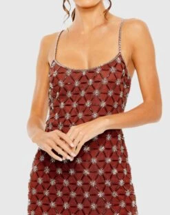 Scoop Neck Embellished Mini Dress -Fashion Dress Shop 10983 Nutmeg CL scaled