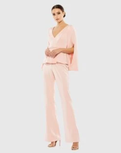 Long Sleeve Crepe V-neck Jumpsuit