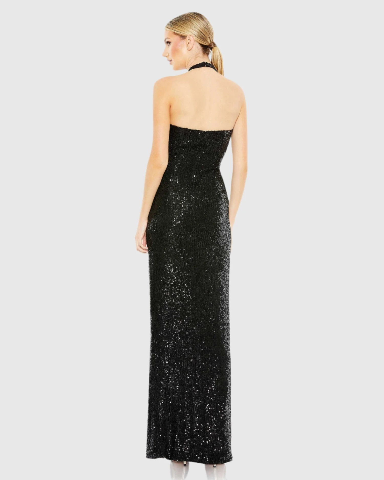Sequined Halter Strap Low Side Knot Gown 5 Sequined Halter Strap Low Side Knot Gown - Image 5