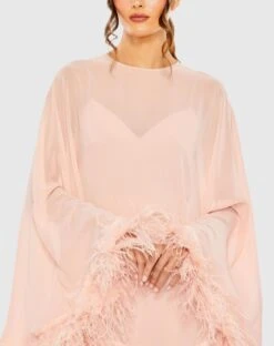 Trapeze Dress With Feather Trim -Fashion Dress Shop 11622 Porcelain CL scaled