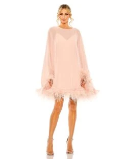 Trapeze Dress With Feather Trim -Fashion Dress Shop 11622 LPI Default 1 WS