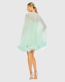 Trapeze Dress With Feather Trim -Fashion Dress Shop 11622 MIN 2 WS