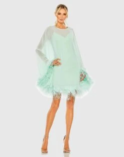 Trapeze Dress With Feather Trim -Fashion Dress Shop 11622 MIN Default 1 WS
