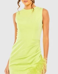 Sleeveless Faux Wrap Dress With Feather Detail 11 Sleeveless Faux Wrap Dress With Feather Detail -Fashion Dress Shop 11626 Lime CL scaled