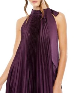 Pleated Halter Neck High Low Gown -Fashion Dress Shop 11639 Plum CL scaled