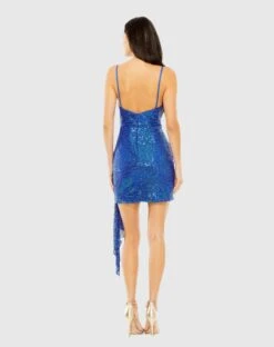 Sequined Cowl Neck Mini Dress -Fashion Dress Shop 11661 Cobalt BK scaled