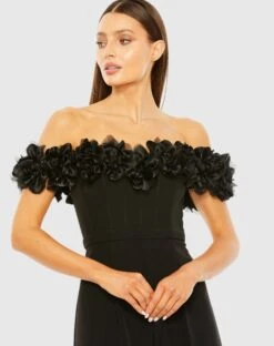 Floral Bustier Top Flare Leg Jumpsuit -Fashion Dress Shop 11763 Black CL scaled