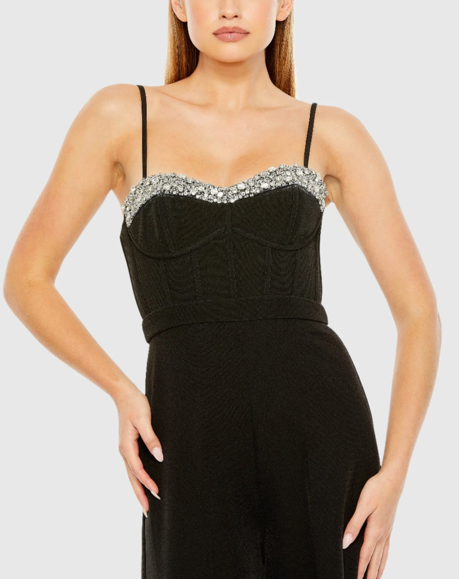 Slim Strap Beaded Bustier Top Jumpsuit 3 Slim Strap Beaded Bustier Top Jumpsuit - Image 3