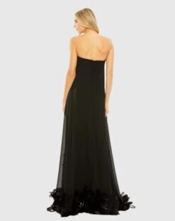 Strapless Flare Feather Hem Gown -Fashion Dress Shop 13001 Black BK scaled