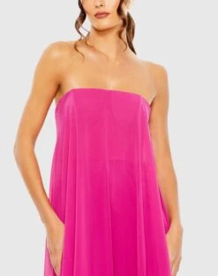 Strapless Flare Feather Hem Gown -Fashion Dress Shop 13001 Fuchsia CL 1