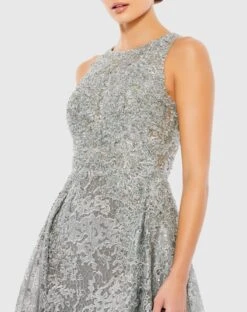 Embellished High Neck Sleeveless A-Line Gown -Fashion Dress Shop 20112 Platinum CL scaled