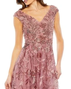 Embroidered Illusion Cap Sleeve A Line Gown -Fashion Dress Shop 20263 Cinnamon CL