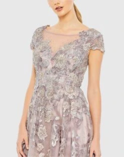 Embroidered Cap Sleeveless A Line Dress 5 Embroidered Cap Sleeveless A Line Dress -Fashion Dress Shop 20315 Lilac CL
