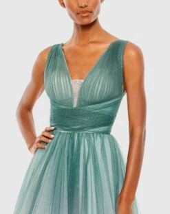 Glitter Ombre V Neck Sleeveless Gown -Fashion Dress Shop 20380 JadeOmbre CL 1