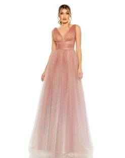 Fashion Dress Shop 41 Glitter Ombre V-Neckline Sleeveless Gown
