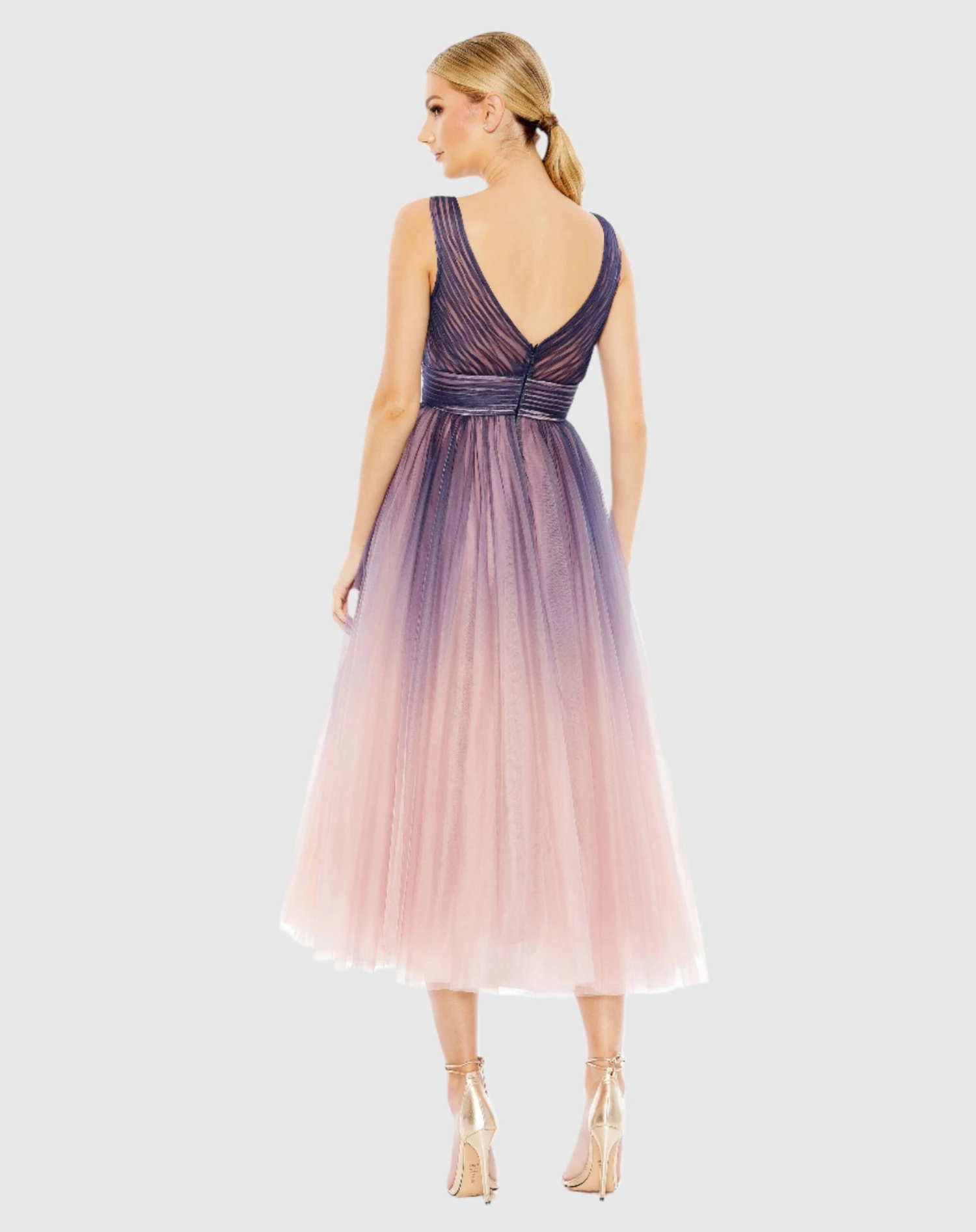 Ombre Sleeveless V Neck Midi Dress 2 Ombre Sleeveless V Neck Midi Dress - Image 2