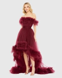 Tulle High-Low Off The Shoulder Gown
