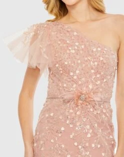 Embellished One Shoulder Cap Sleeve Gown -Fashion Dress Shop 20417 BSH 3 WS