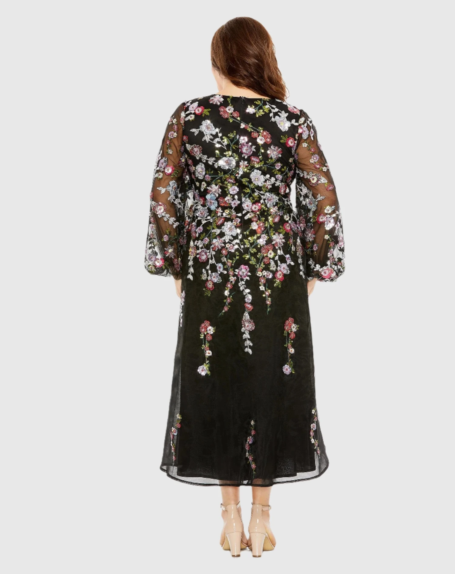 Puff Sleeve Embellished A Line Dress 2 Puff Sleeve Embellished A Line Dress - Image 2