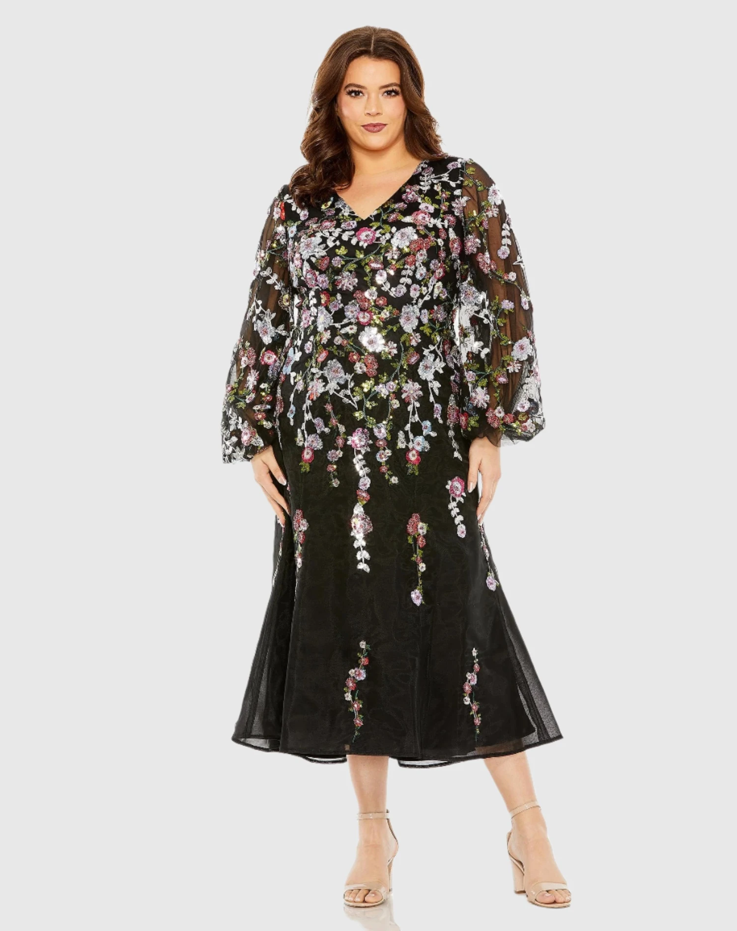Puff Sleeve Embellished A Line Dress 1 Puff Sleeve Embellished A Line Dress