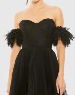 Off The Shoulder Tulle A Line Gown -Fashion Dress Shop 20517 Black CL scaled