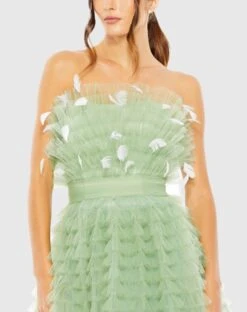 Strapless Ruffle Gown With Feathers -Fashion Dress Shop 20530 SAG 3 WS