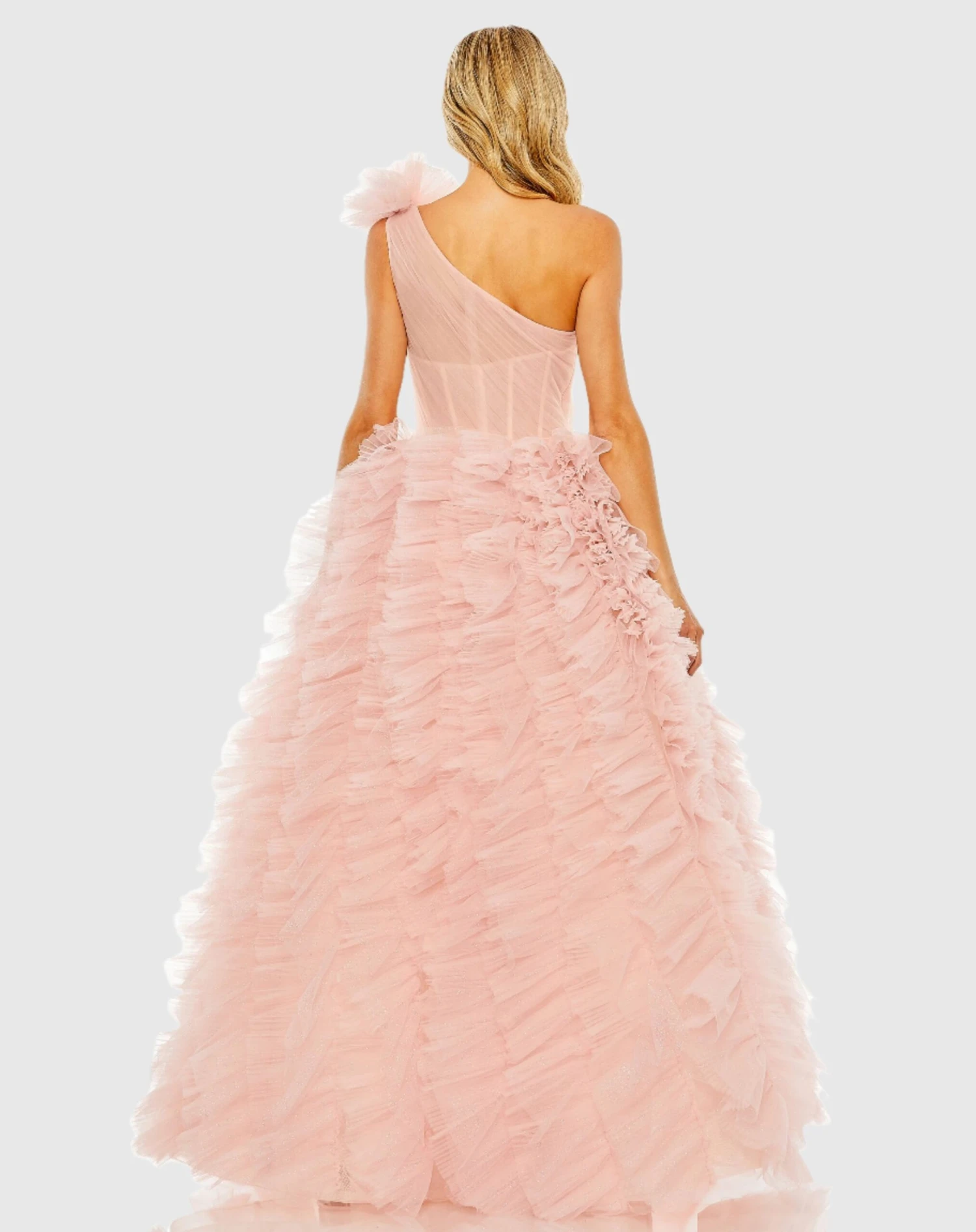One Shoulder Glitter Tulle Gown 2 One Shoulder Glitter Tulle Gown - Image 2