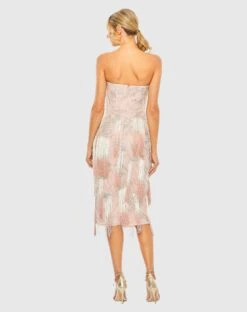 Bow Front Ombre Fringe Detailed Dress -Fashion Dress Shop 20593 Rose BK