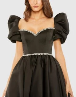 Puff Sleeve Beaded Top Full Skirt Dress 11 Puff Sleeve Beaded Top Full Skirt Dress -Fashion Dress Shop 20688 BLK 3 WS scaled