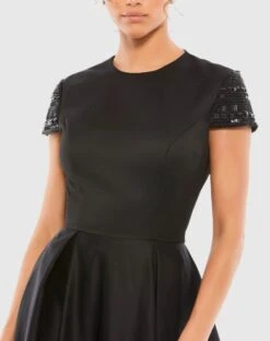 Elegant Hand-Beaded Cap Sleeve A-Line Gown -Fashion Dress Shop 25947 Black CL