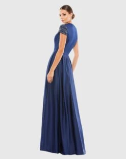 Elegant Hand-Beaded Cap Sleeve A-Line Gown -Fashion Dress Shop 25947 NAV 2 WS scaled