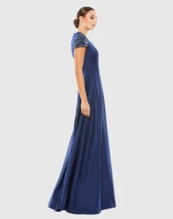 Elegant Hand-Beaded Cap Sleeve A-Line Gown -Fashion Dress Shop 25947 NAV 4 WS scaled