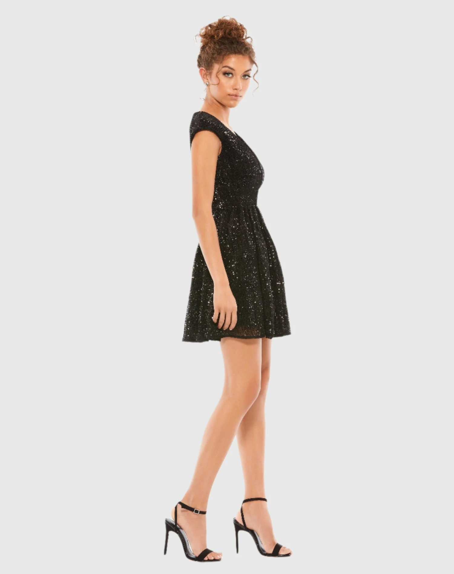 Sequined Cap Sleeve Fit & Flare Mini Dress 3 Sequined Cap Sleeve Fit & Flare Mini Dress - Image 3