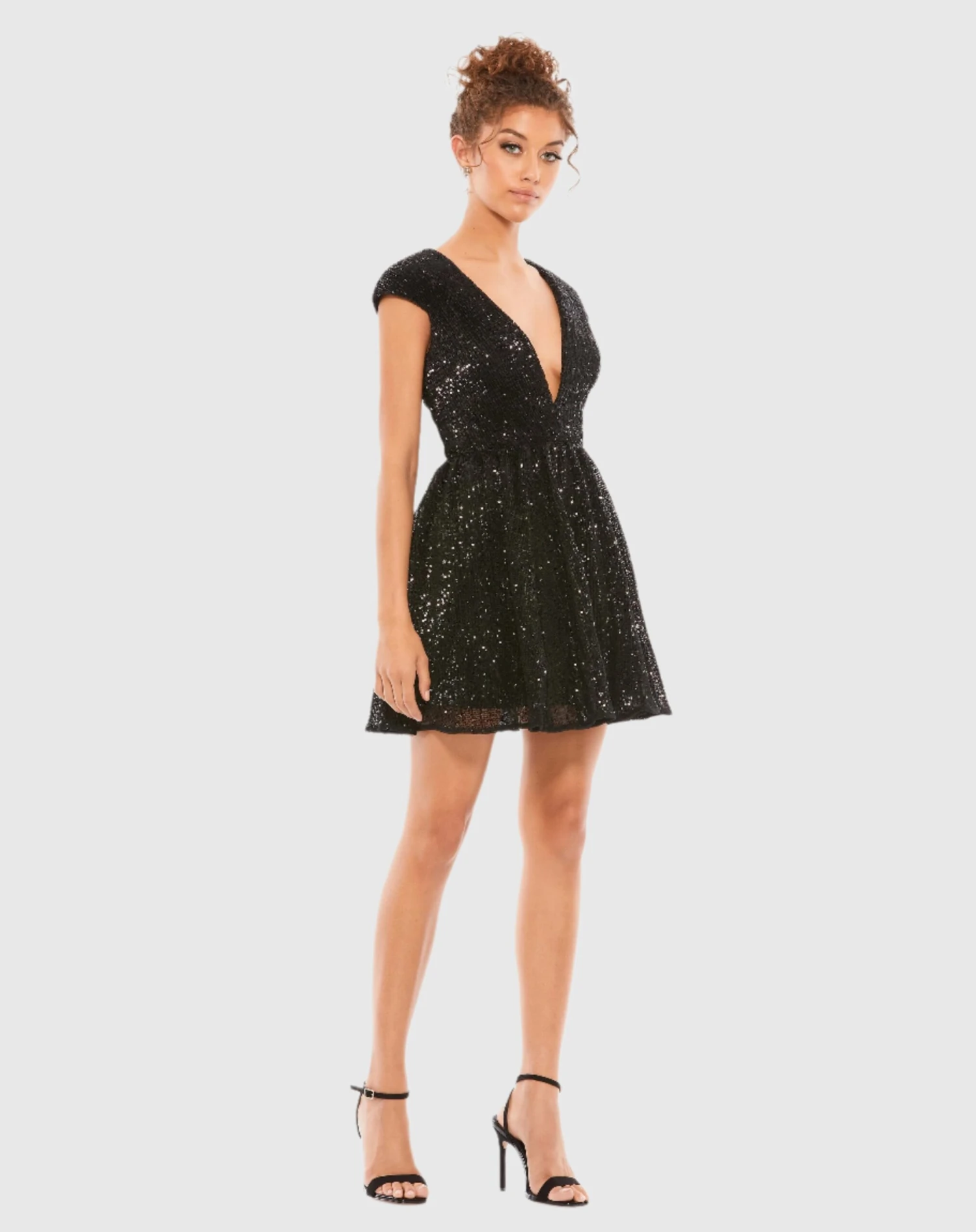 Sequined Cap Sleeve Fit & Flare Mini Dress 1 Sequined Cap Sleeve Fit & Flare Mini Dress