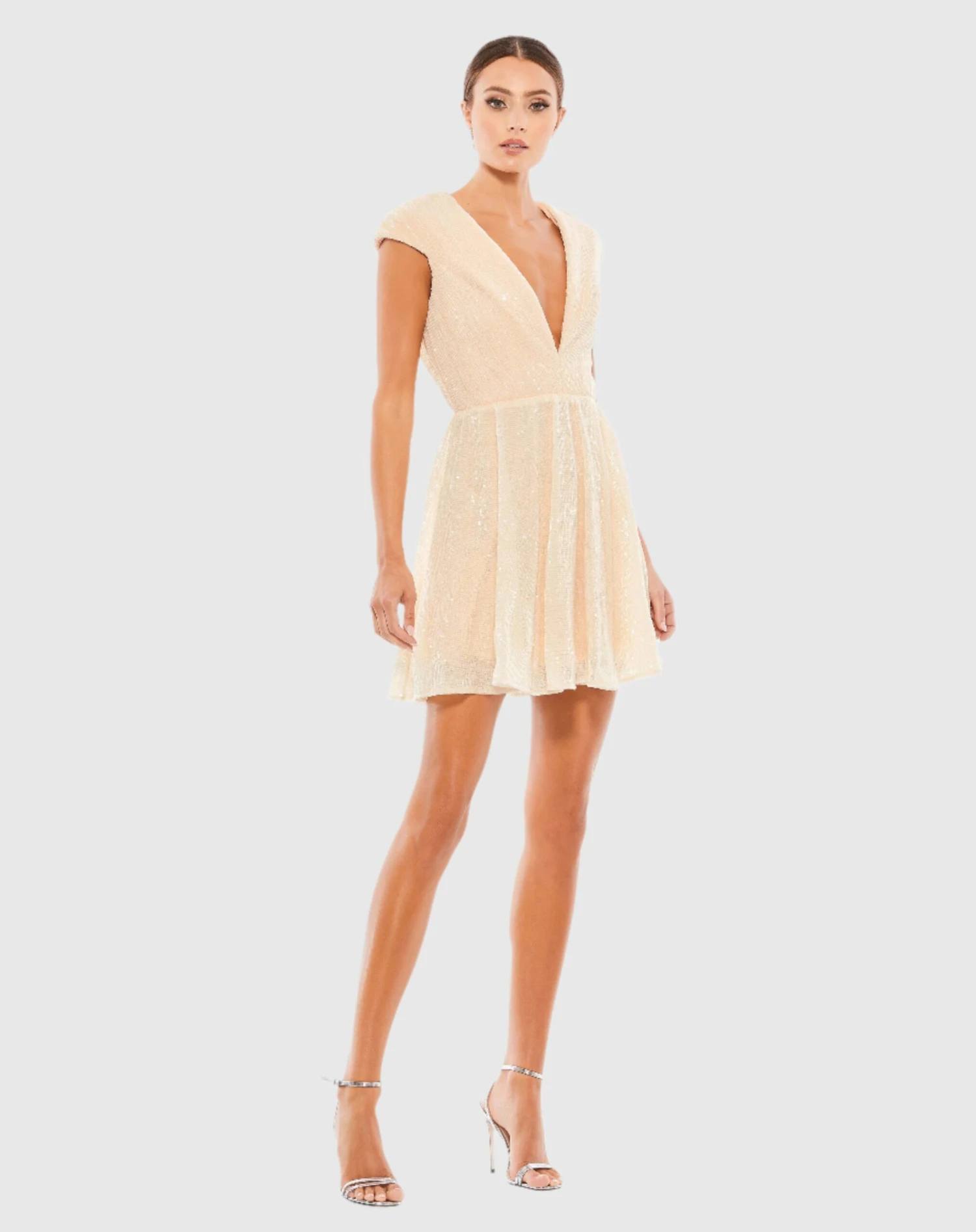 Sequined Cap Sleeve Fit & Flare Mini Dress 4 Sequined Cap Sleeve Fit & Flare Mini Dress - Image 4