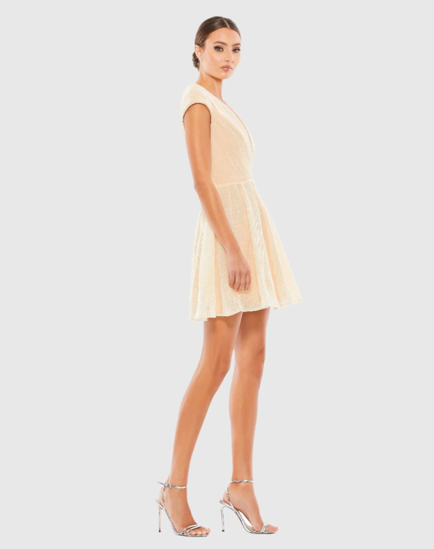 Sequined Cap Sleeve Fit & Flare Mini Dress 6 Sequined Cap Sleeve Fit & Flare Mini Dress - Image 6