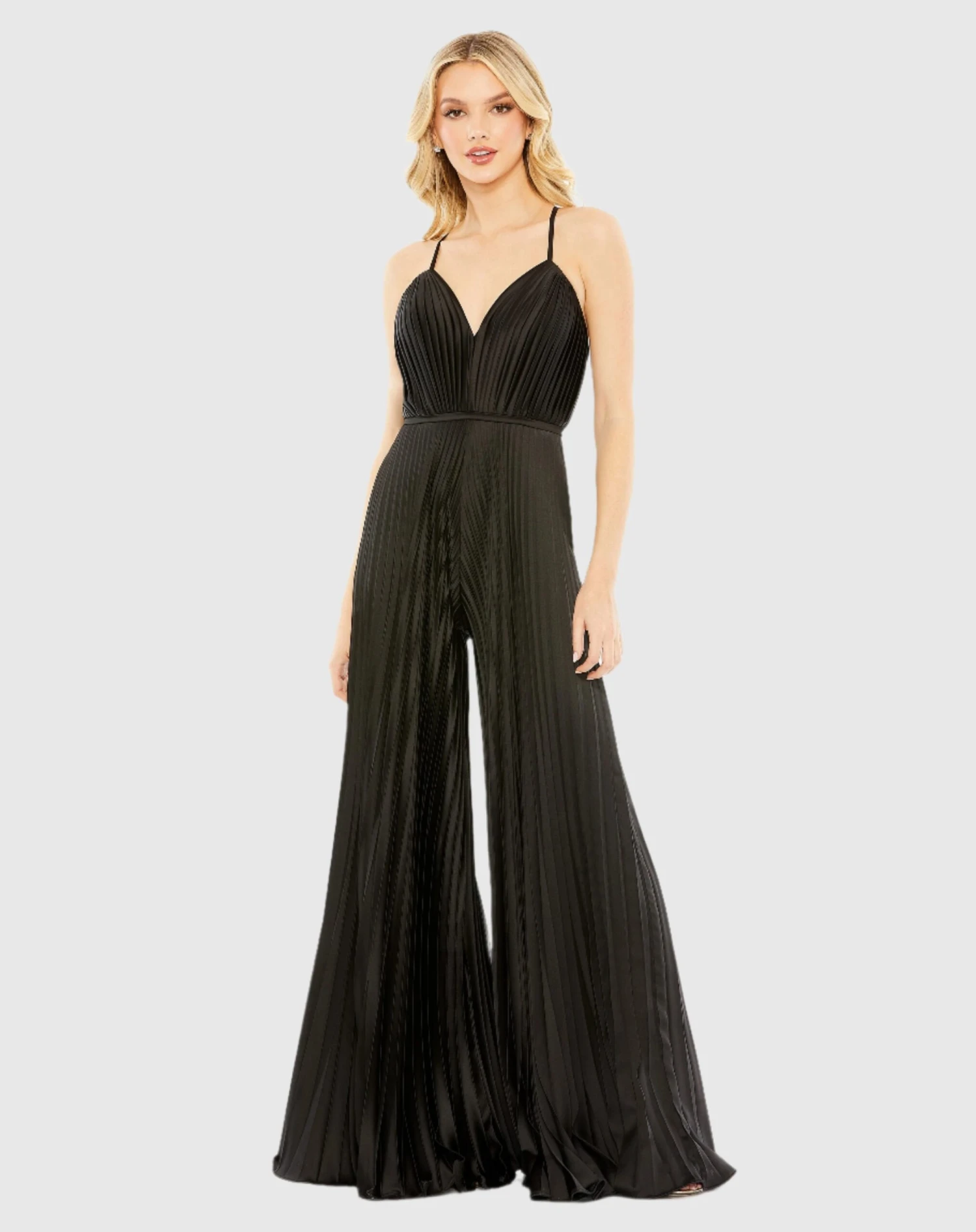 Pleated Plunge Neck Wide Leg Jumpsuit 9 Pleated Plunge Neck Wide Leg Jumpsuit - Image 9