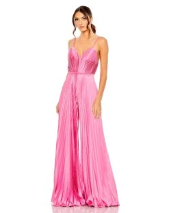 Pleated Plunge Neck Wide Leg Jumpsuit 22 Pleated Plunge Neck Wide Leg Jumpsuit -Fashion Dress Shop 26319 Pink AB scaled
