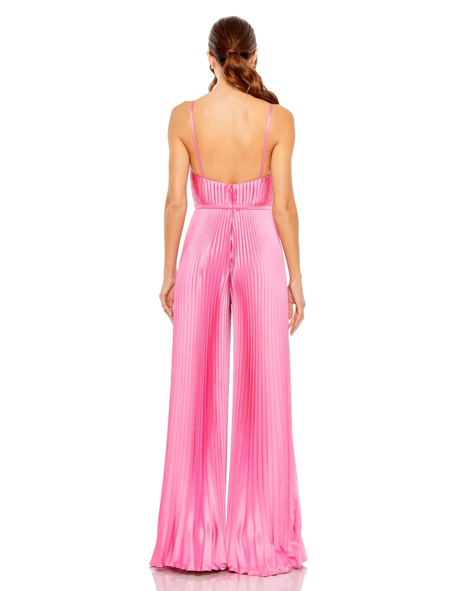 Pleated Plunge Neck Wide Leg Jumpsuit 4 Pleated Plunge Neck Wide Leg Jumpsuit - Image 4
