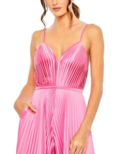 Pleated Plunge Neck Wide Leg Jumpsuit 24 Pleated Plunge Neck Wide Leg Jumpsuit -Fashion Dress Shop 26319 Pink CL scaled