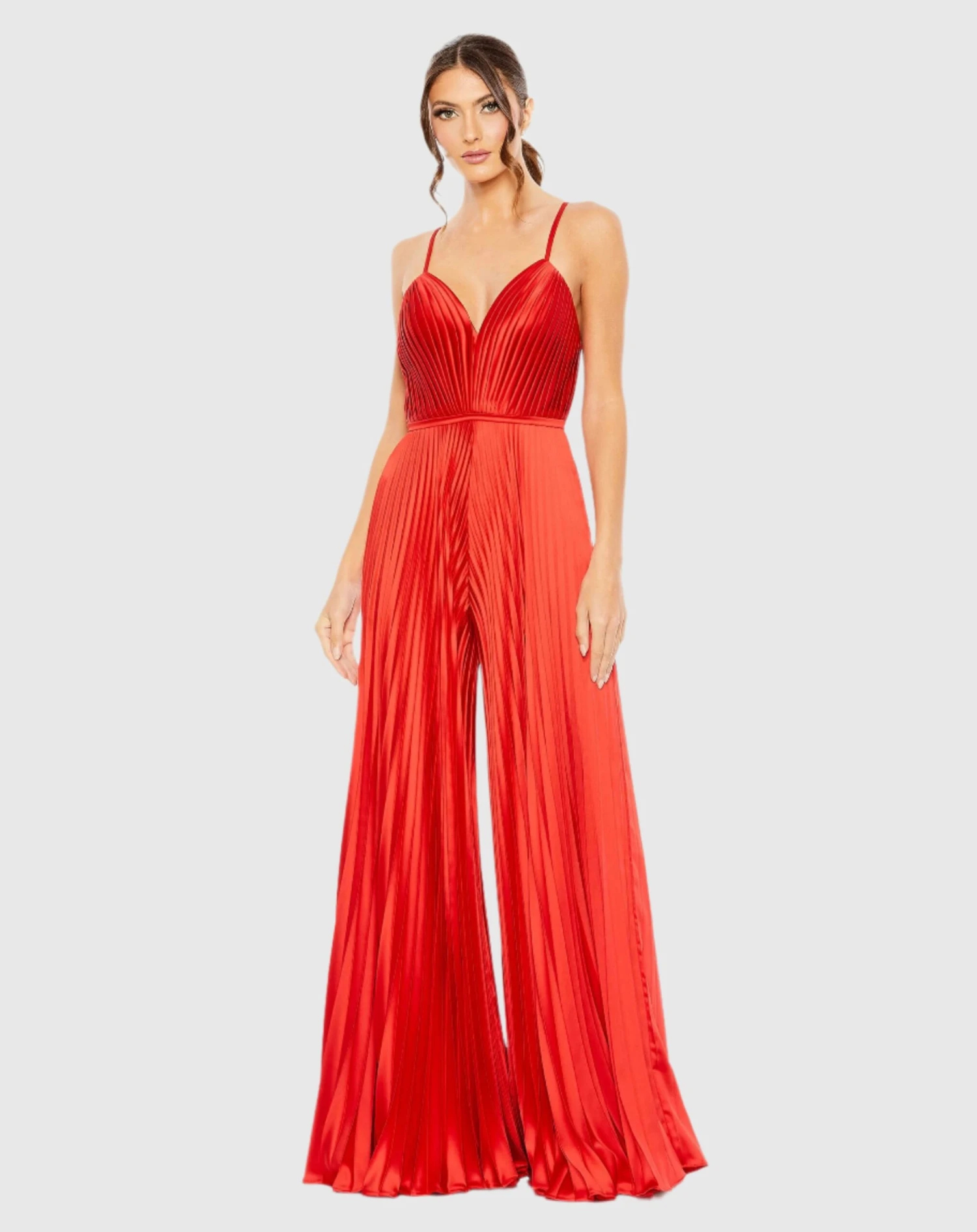 Pleated Plunge Neck Wide Leg Jumpsuit 20 Pleated Plunge Neck Wide Leg Jumpsuit - Image 20