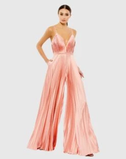 Pleated Plunge Neck Wide Leg Jumpsuit 32 Pleated Plunge Neck Wide Leg Jumpsuit -Fashion Dress Shop 26319 Salmon AB scaled